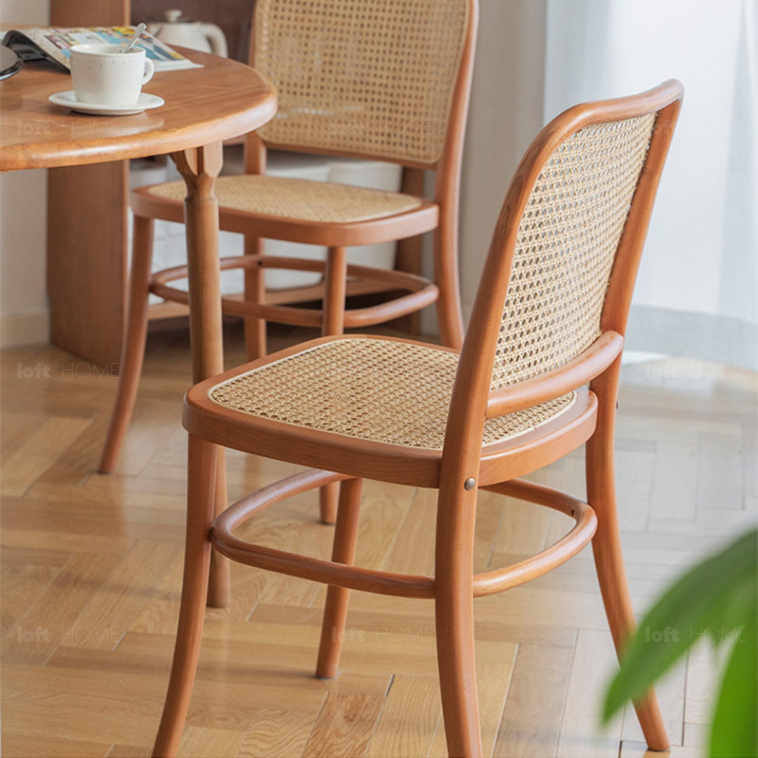 Scandinavian rattan cherry wood dining chair george situational feels.