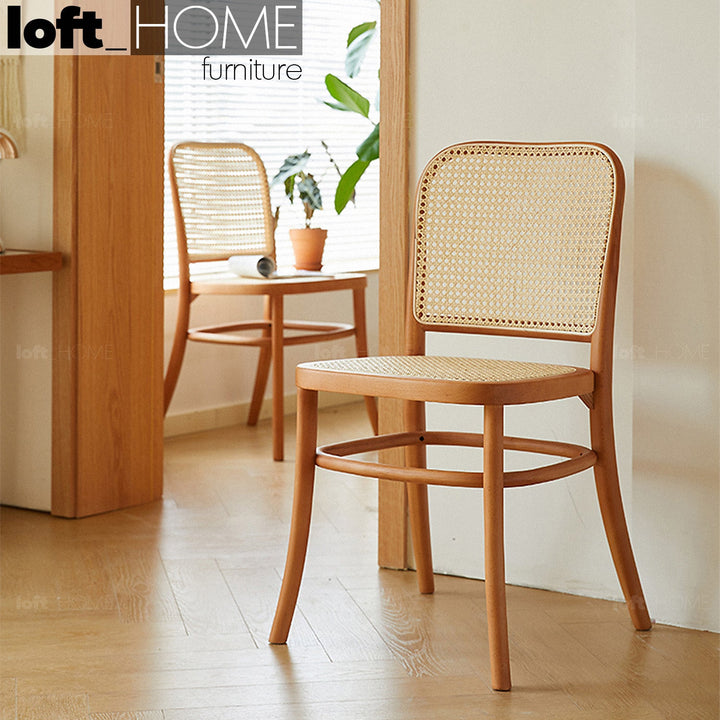 Scandinavian rattan cherry wood dining chair george primary product view.