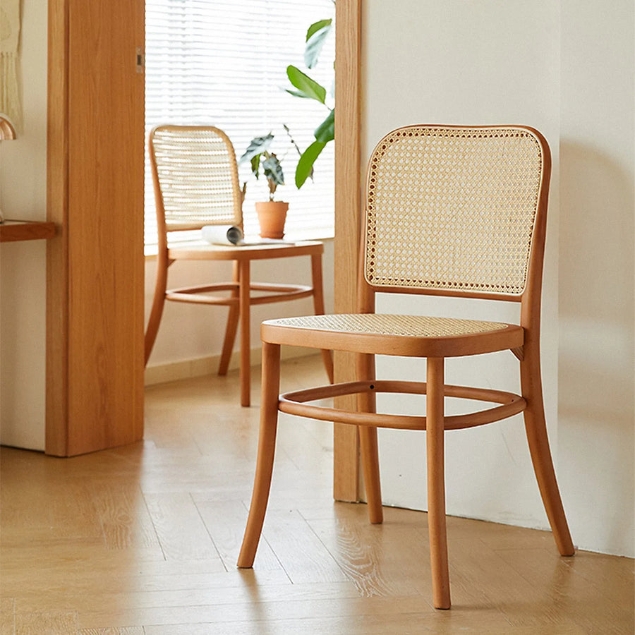 Scandinavian rattan cherry wood dining chair george primary product view.