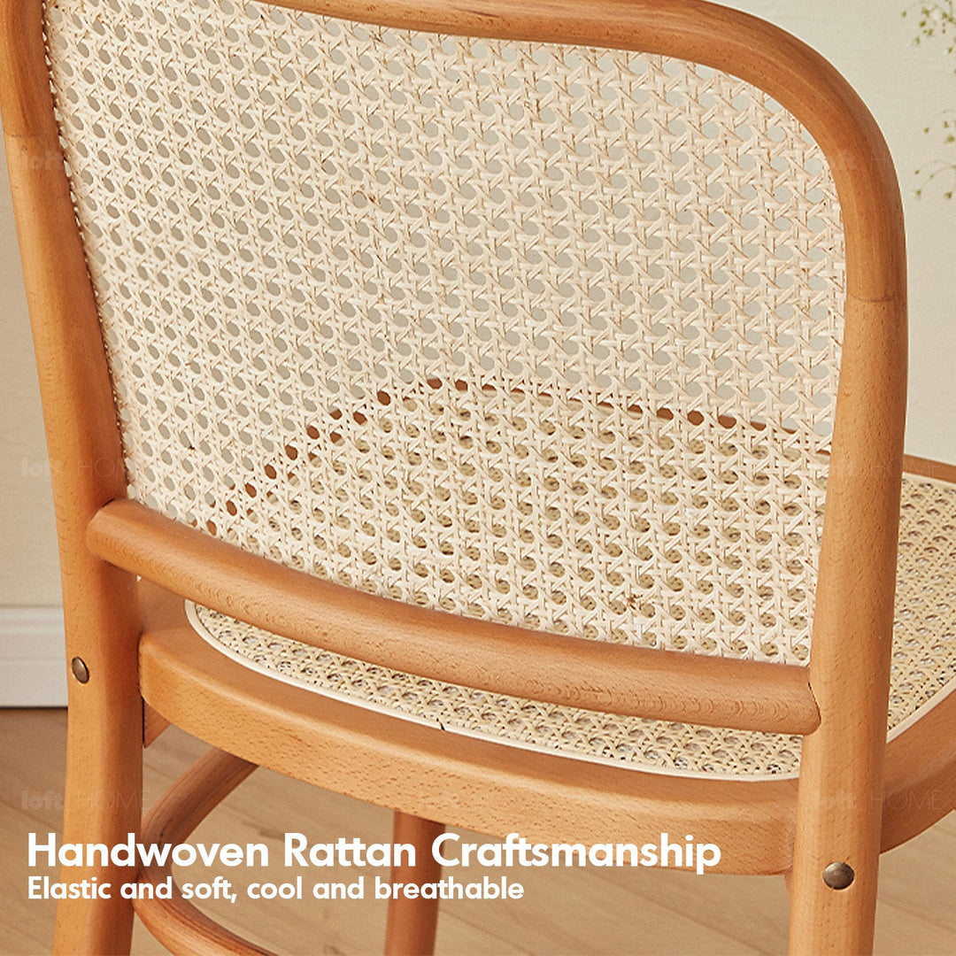 Scandinavian rattan cherry wood dining chair george with context.