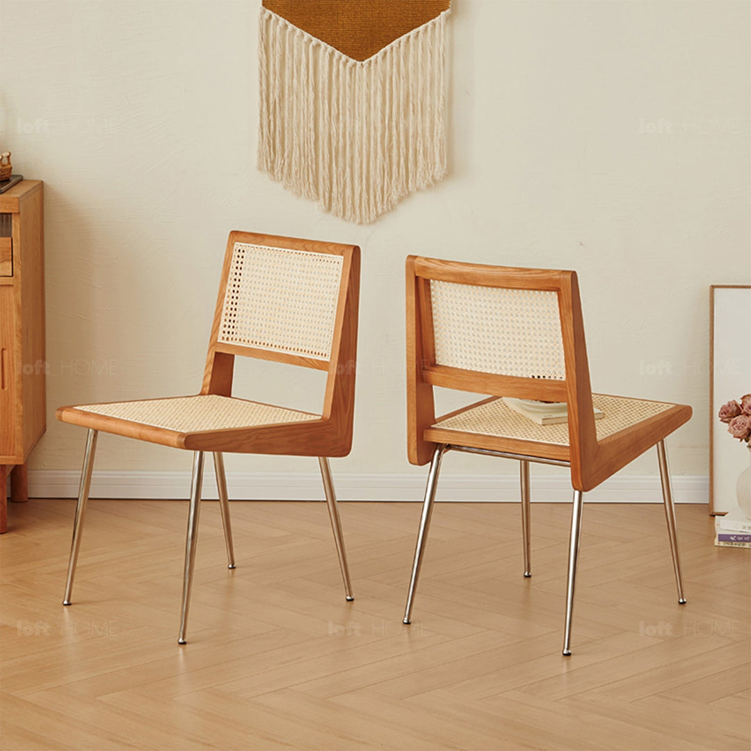 Scandinavian rattan cherry wood dining chair prime environmental situation.