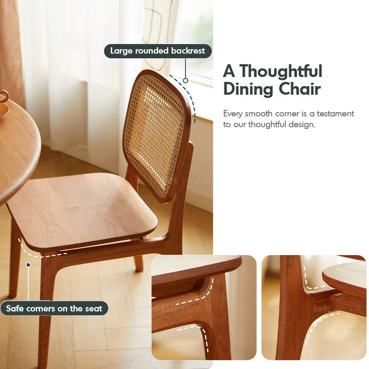 Scandinavian rattan cherry wood dining chair sor detail 1.