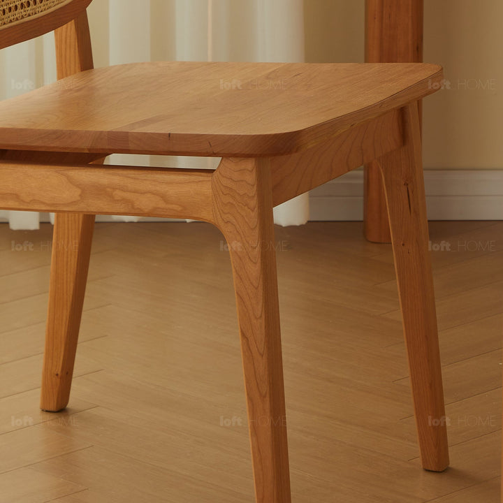 Scandinavian rattan cherry wood dining chair sor detail 12.