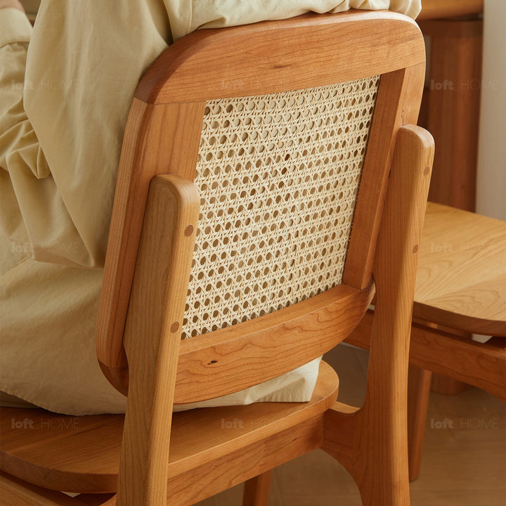 Scandinavian rattan cherry wood dining chair sor material variants.