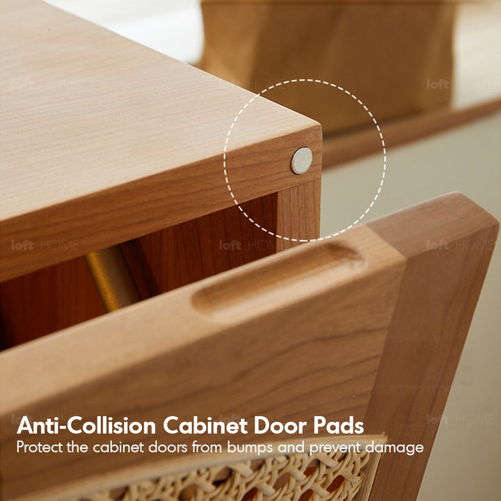 Scandinavian rattan cherry wood modular cabinet molar layered structure.