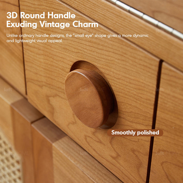 Scandinavian rattan cherry wood modular cabinet molar detail 5.