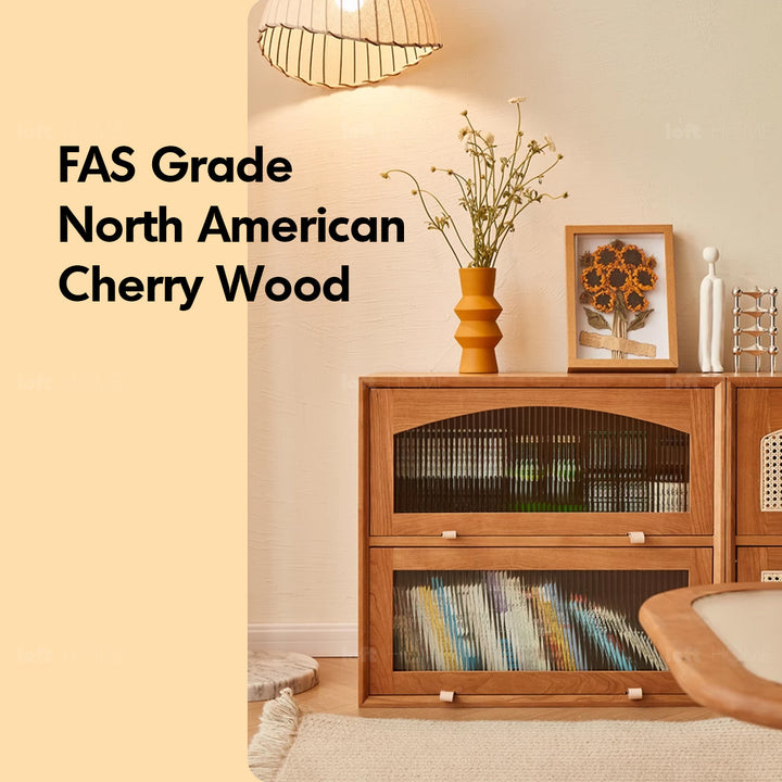 Scandinavian rattan cherry wood modular drawer cabinet stacko detail 1.
