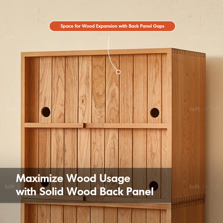 Scandinavian rattan cherry wood modular drawer cabinet stacko detail 3.