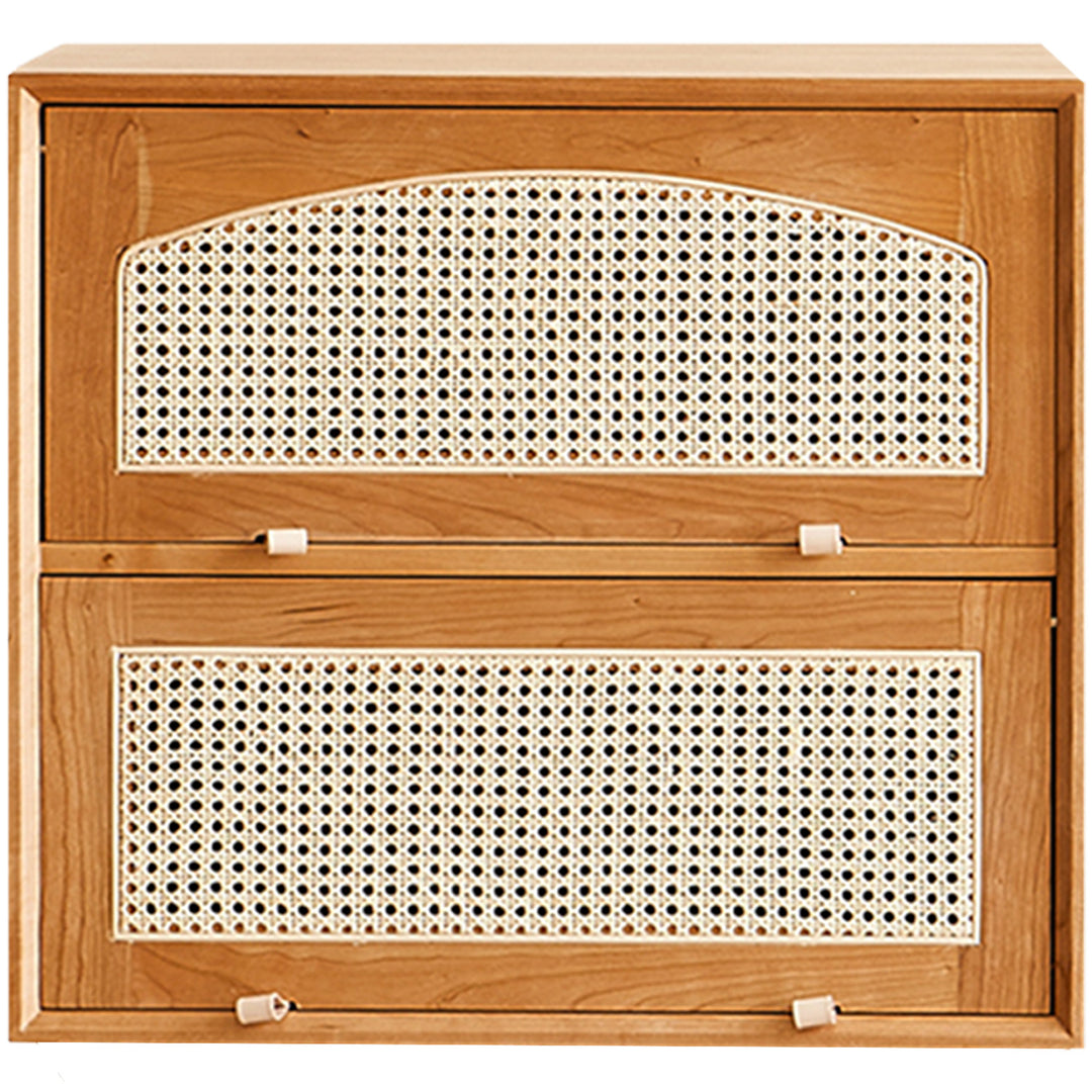 Scandinavian rattan cherry wood modular drawer cabinet stacko detail 16.