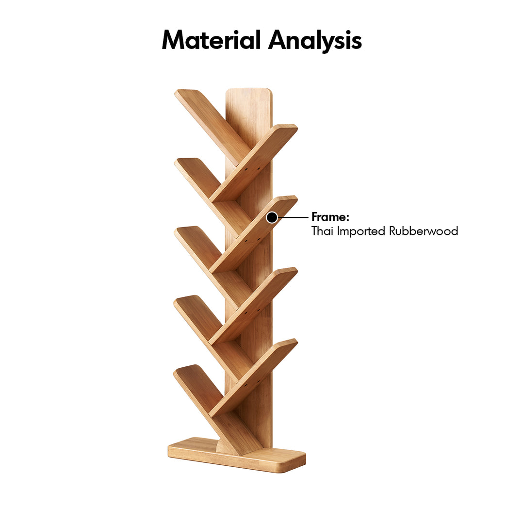 Scandinavian rubber wood bookshelf tree detail 2.