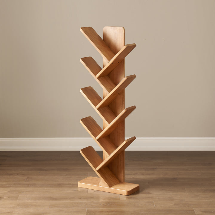 Scandinavian rubber wood bookshelf tree detail 4.