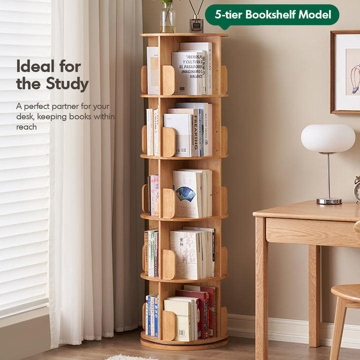 Scandinavian rubber wood revolving bookshelf ireland detail 1.