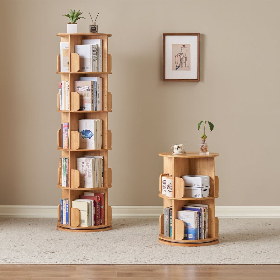 Scandinavian rubber wood revolving bookshelf ireland primary product view.