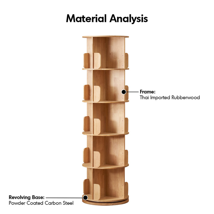 Scandinavian rubber wood revolving bookshelf ireland detail 6.