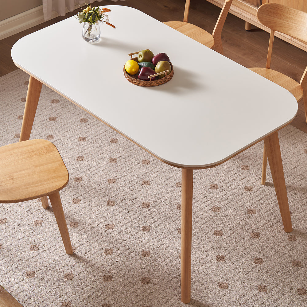 Scandinavian rubber wood sintered stone dining table terra primary product view.