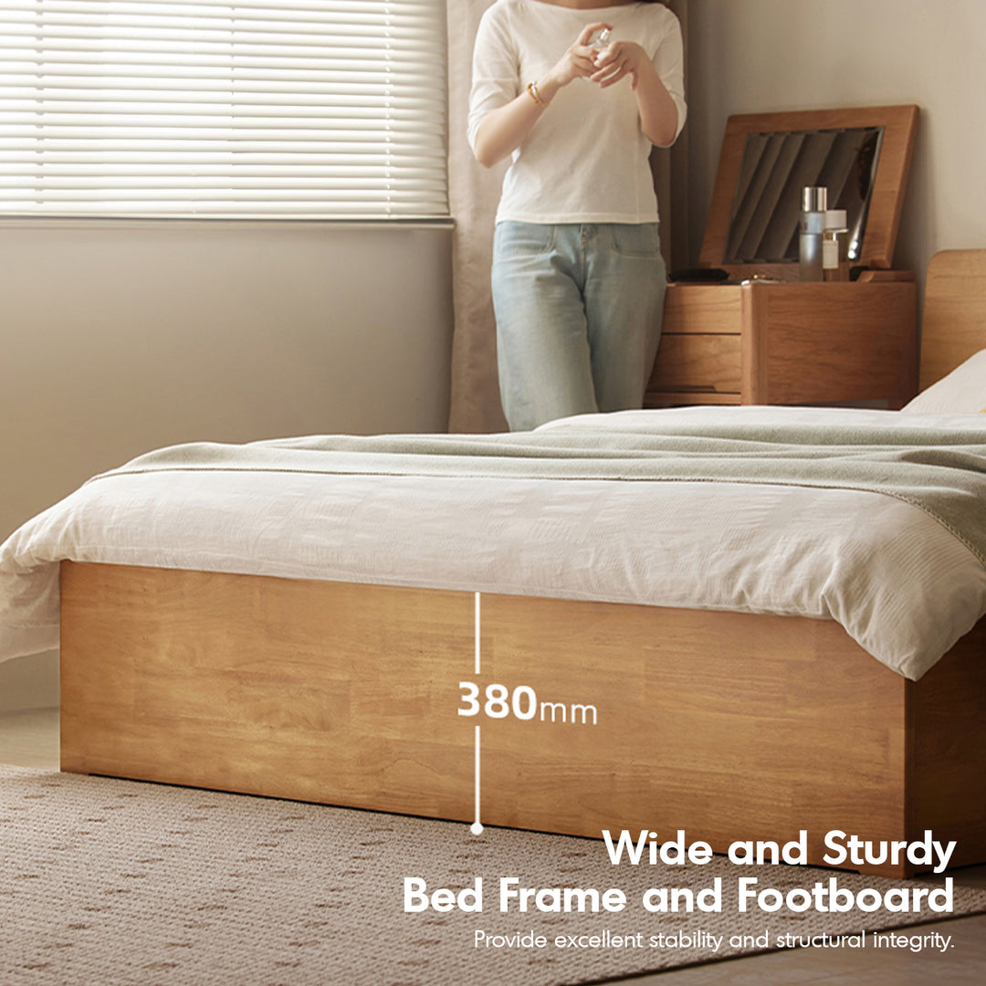 Scandinavian rubber wood storage bed base detail 1.