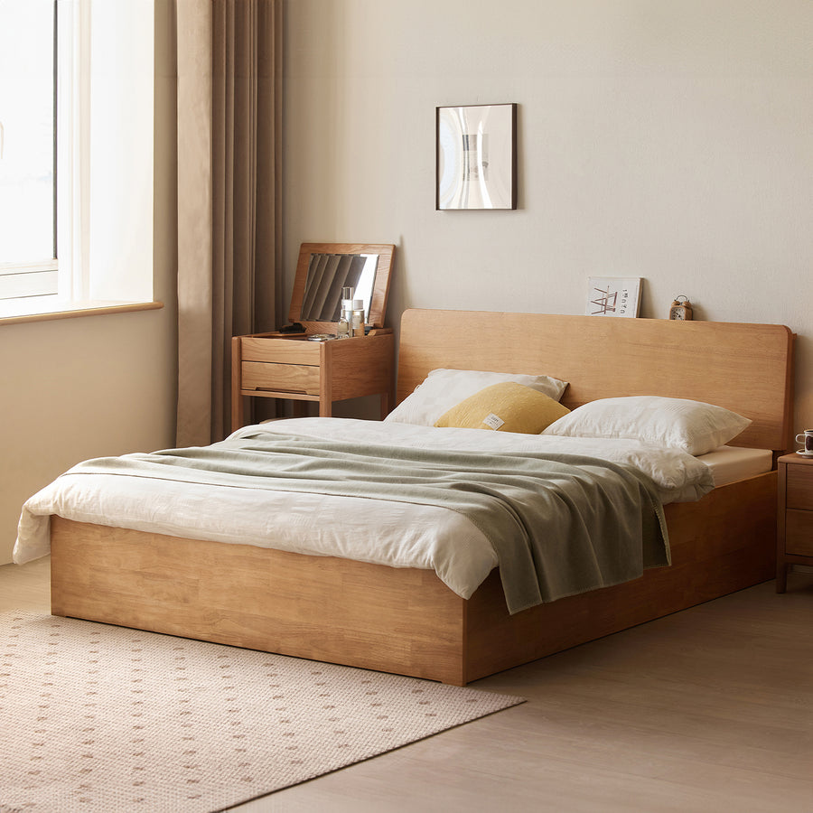 Scandinavian rubber wood storage bed base primary product view.