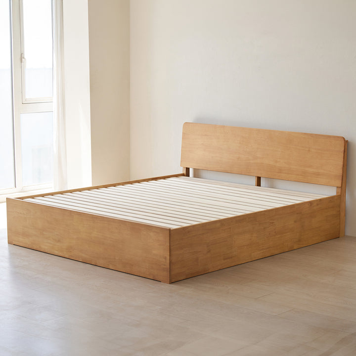 Scandinavian rubber wood storage bed base detail 6.