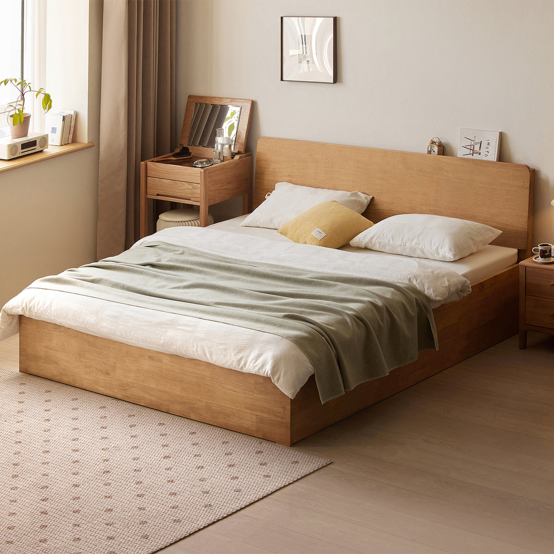 Scandinavian rubber wood storage bed base detail 8.