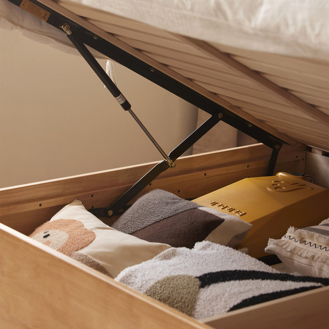 Scandinavian rubber wood storage bed base detail 9.