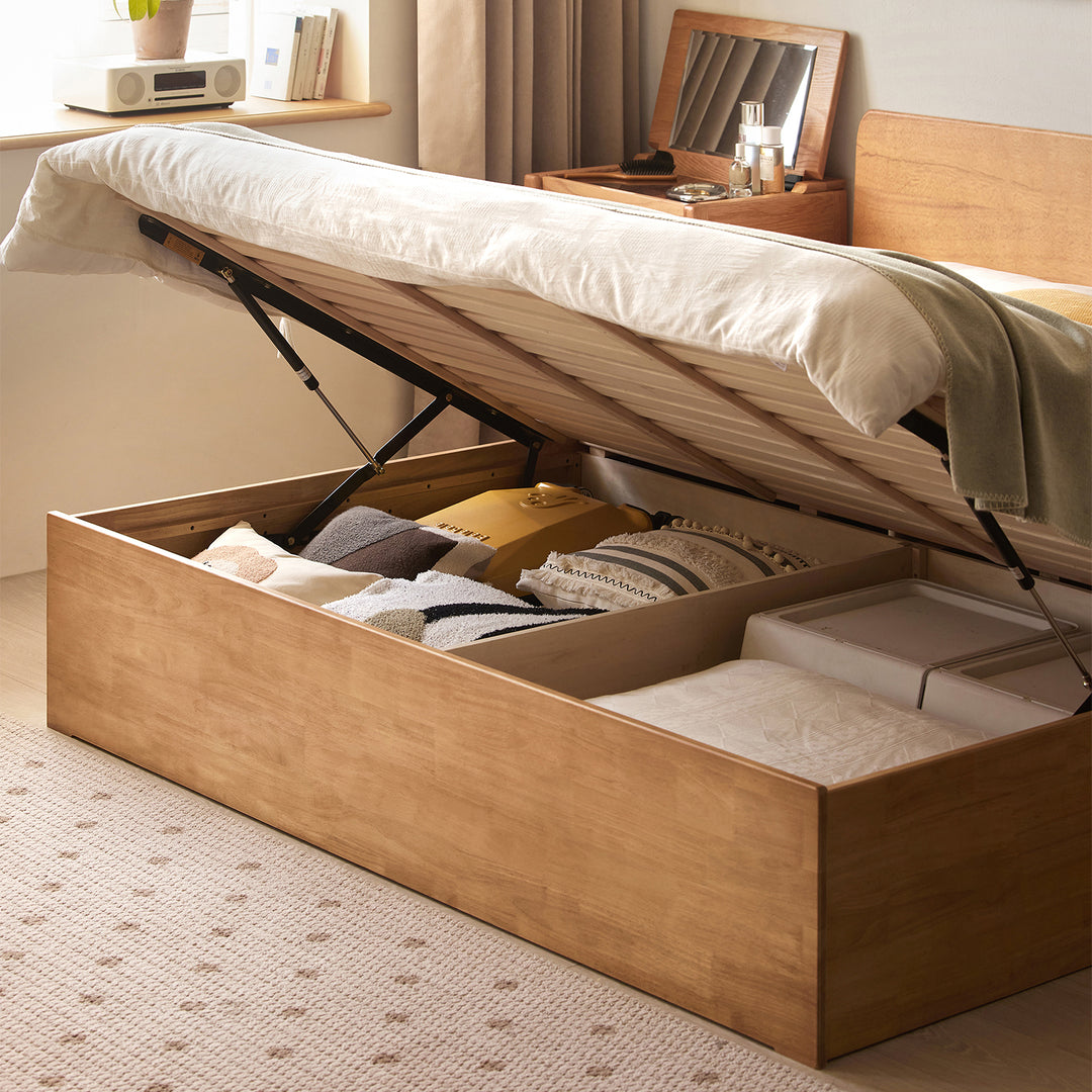 Scandinavian rubber wood storage bed base detail 10.