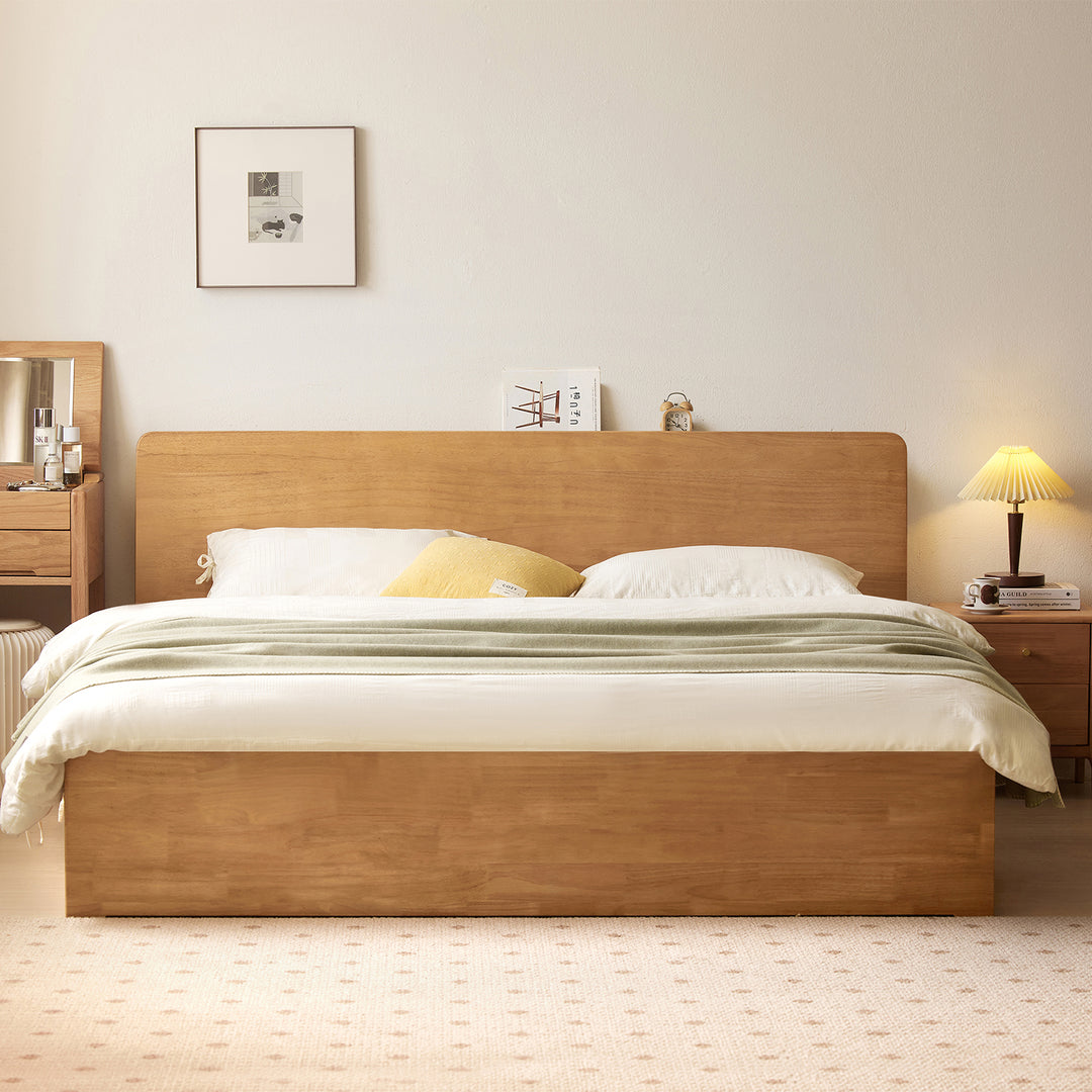 Scandinavian rubber wood storage bed base detail 11.