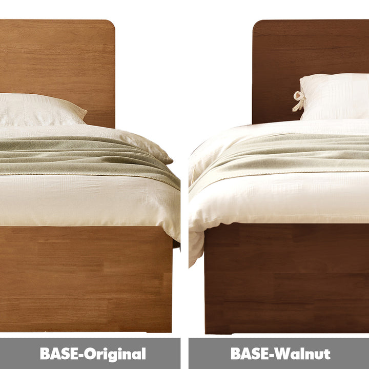 Scandinavian rubber wood storage bed base color swatches.