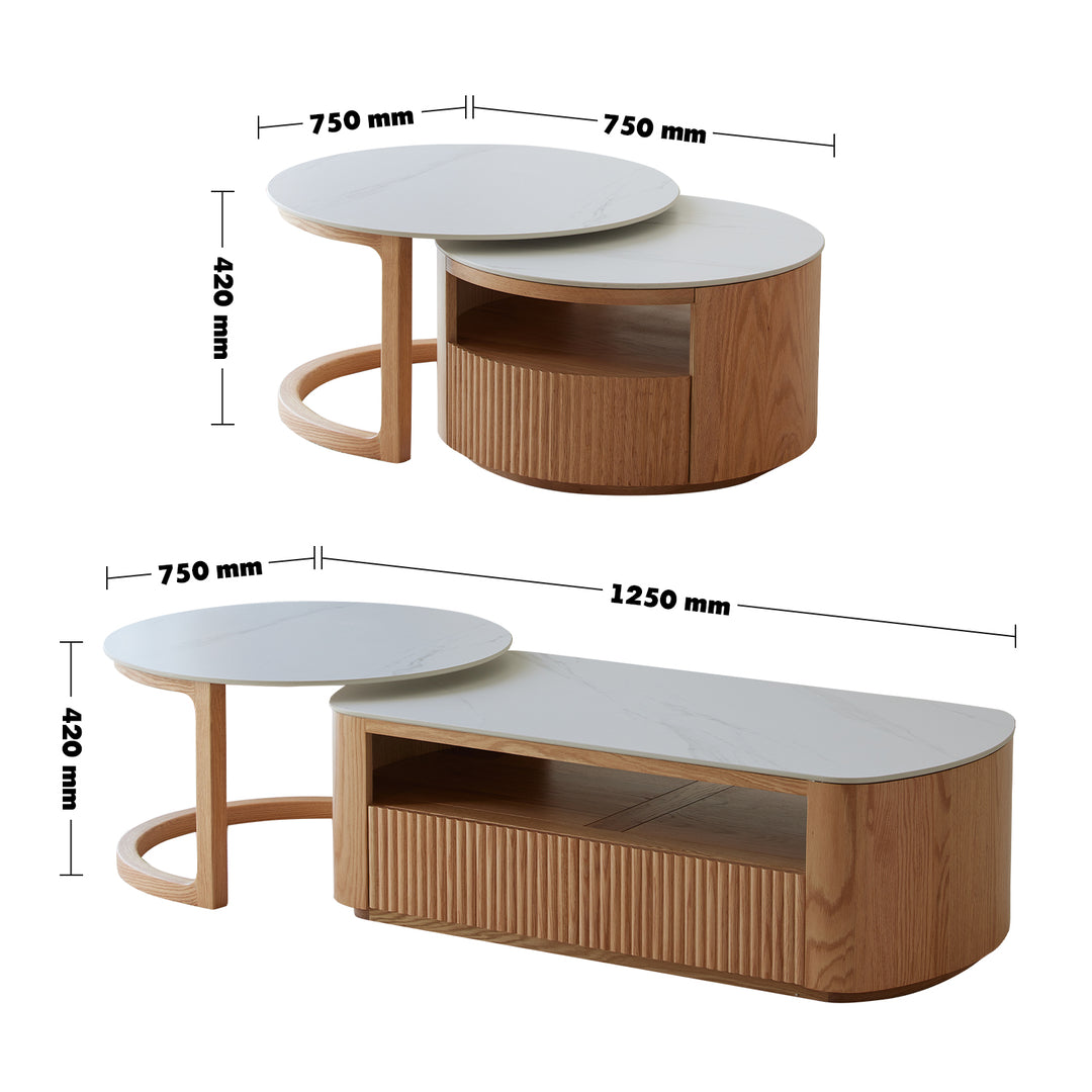 Scandinavian sintered stone coffee table wendel color swatches.