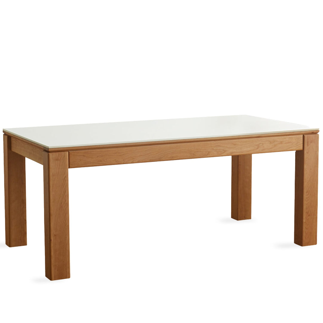 Scandinavian sintered stone dining table deft in white background.