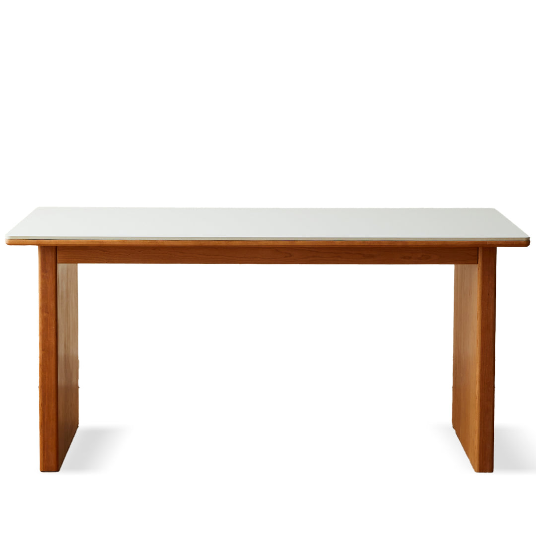 Scandinavian sintered stone dining table timeless in white background.