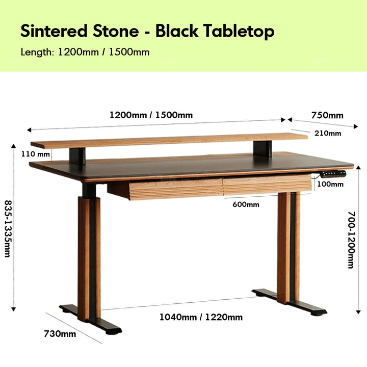 Scandinavian sintered stone electric height adjustable study table enchanted color swatches.