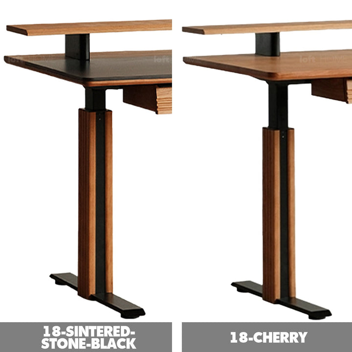 Scandinavian sintered stone electric height adjustable study table enchanted material variants.