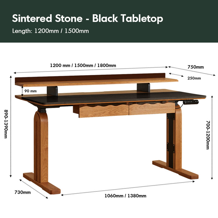 Scandinavian sintered stone electric height adjustable study table serene color swatches.