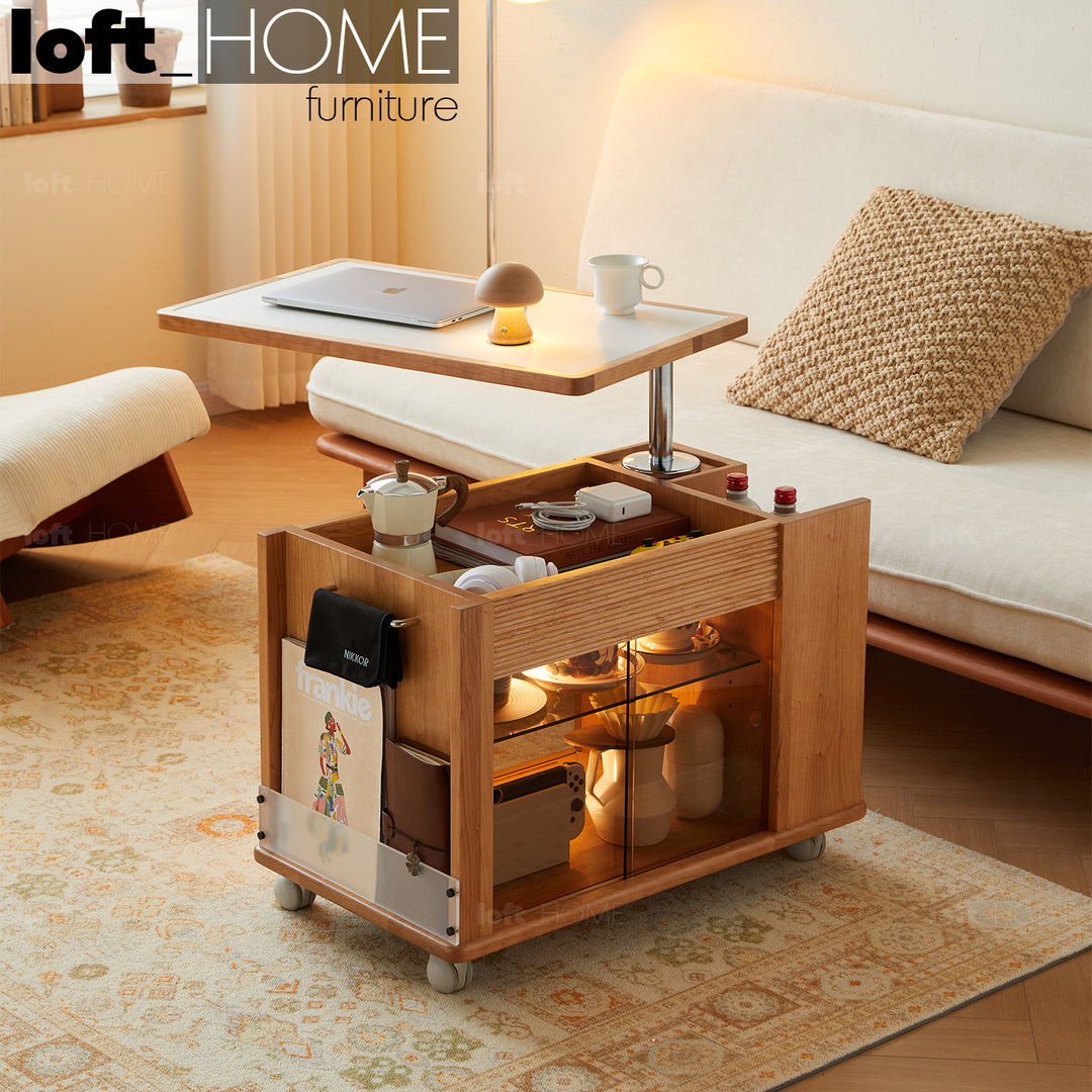 Scandinavian sintered stone height adjustable coffee table loco primary product view.