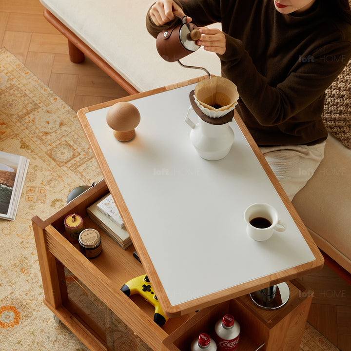 Scandinavian sintered stone height adjustable coffee table loco detail 13.