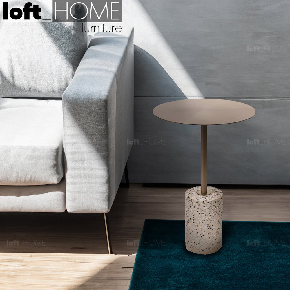 Scandinavian terrazzo side table onyx primary product view.