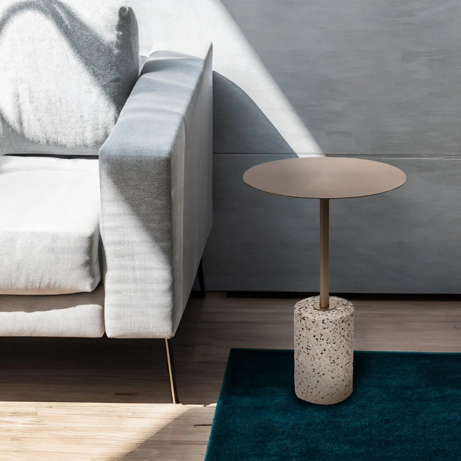 Modern terrazzo side table onyx primary product view.