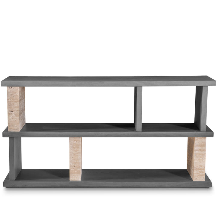 Japandi Travertine Stone Side Display Shelf MUCKETY