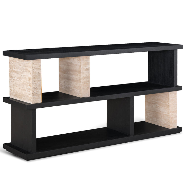 Japandi Travertine Stone Side Display Shelf MUCKETY