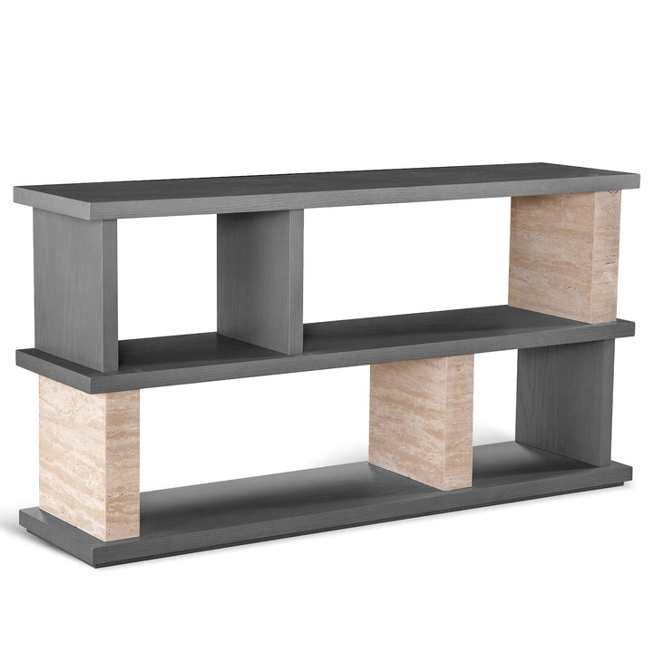 Japandi Travertine Stone Side Display Shelf MUCKETY