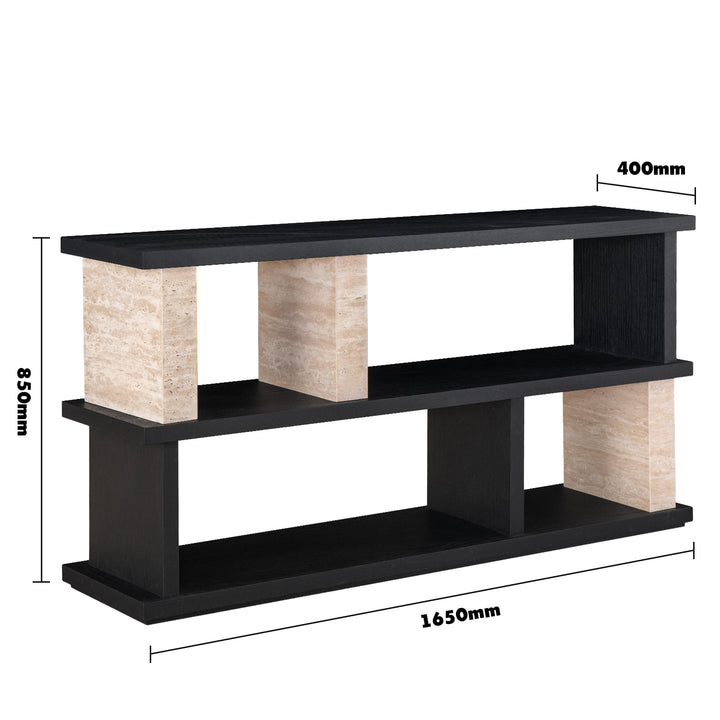 Japandi Travertine Stone Side Display Shelf MUCKETY