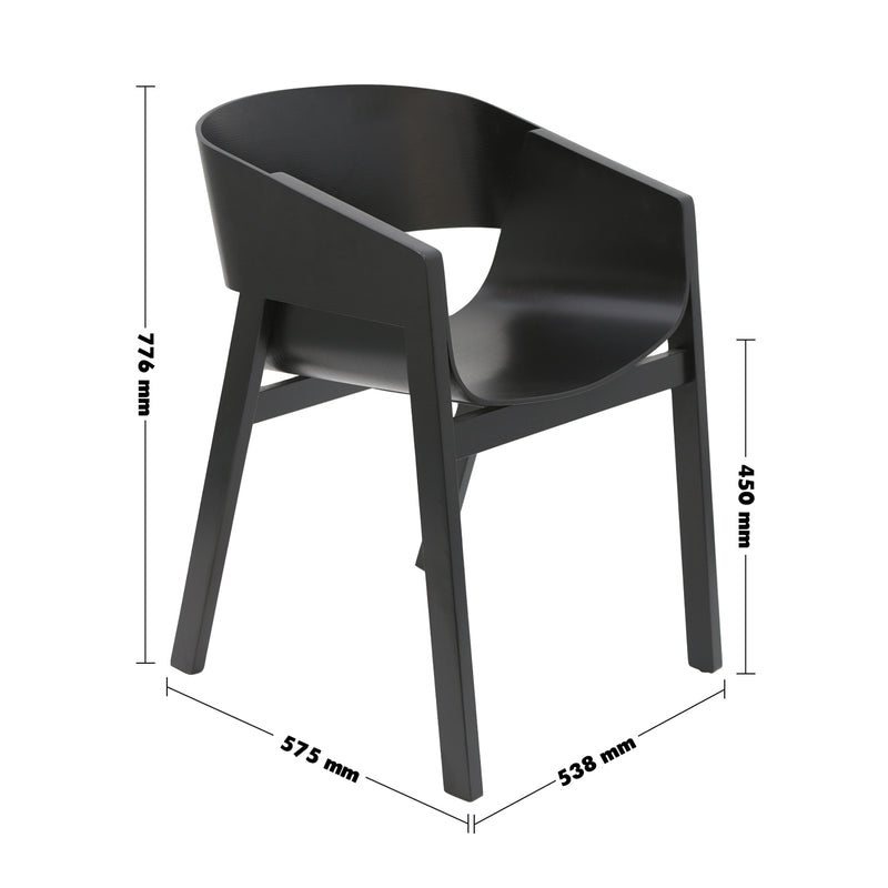 Scandinavian Wood Dining Chair 2pcs Set FLAIR Size Chart
