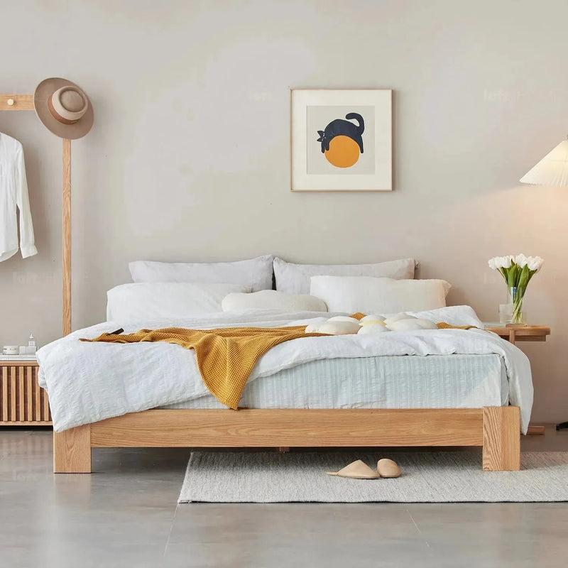 Scandinavian oak wood platform bed novella detail 7.