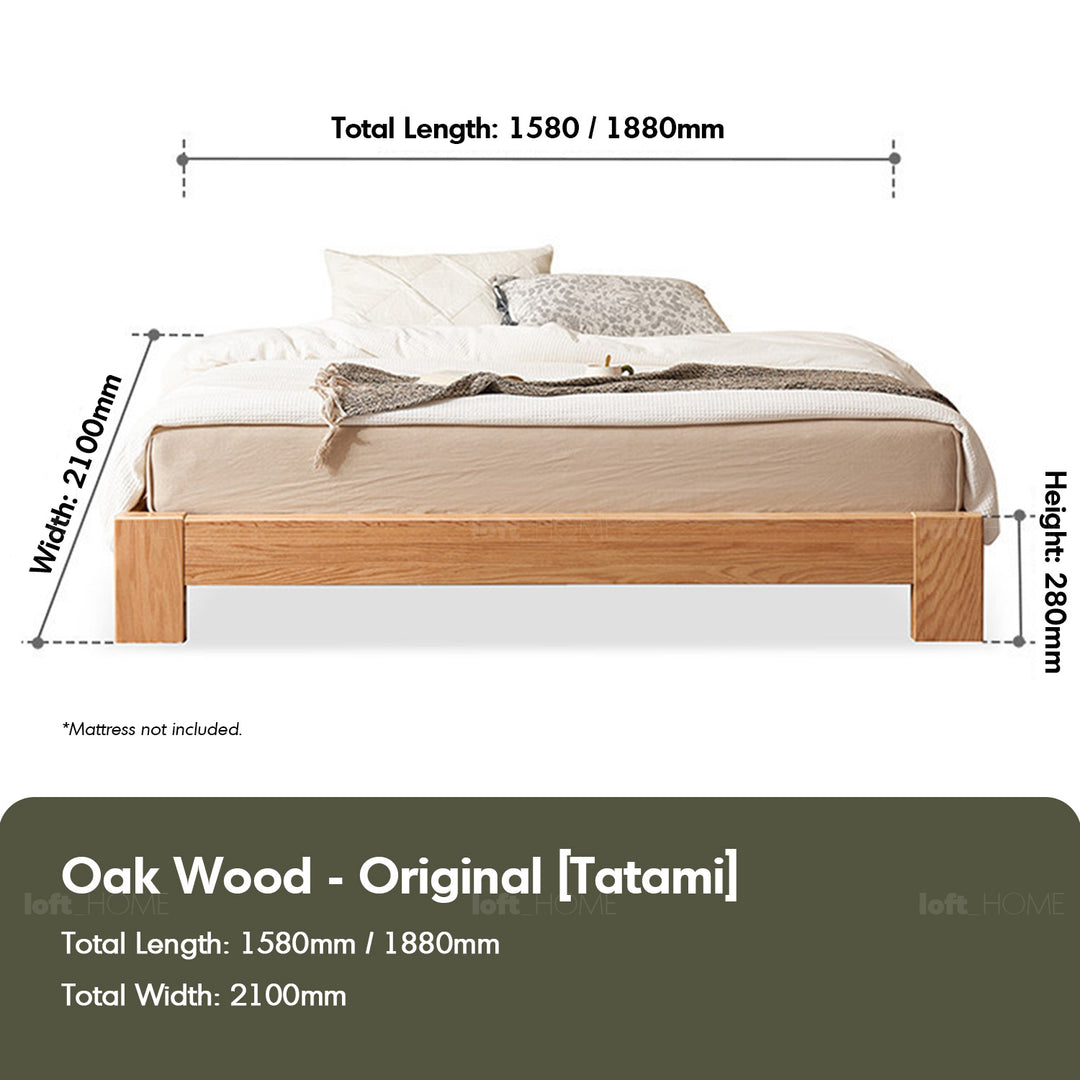 Scandinavian Oak Wood Platform Bed NOVELLA