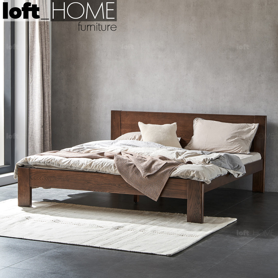 Scandinavian Oak Wood Bed VELORA