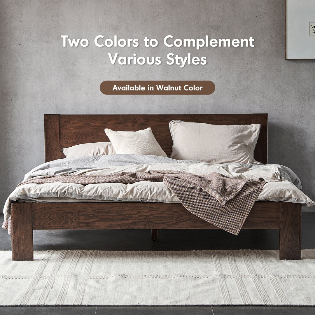 Scandinavian Oak Wood Bed VELORA