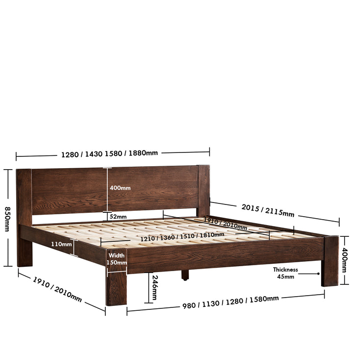 Scandinavian Oak Wood Bed VELORA