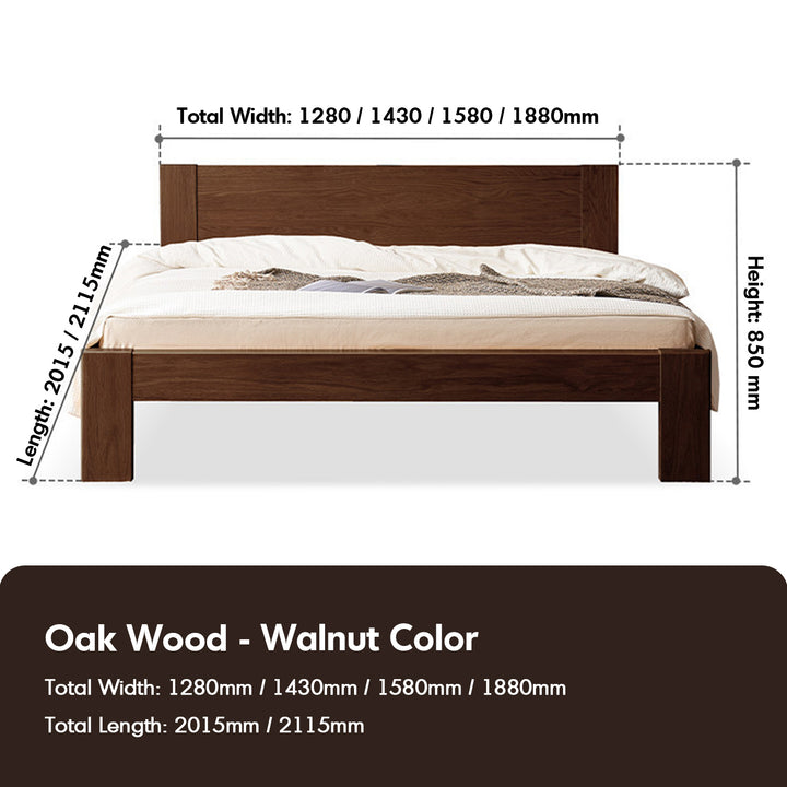 Scandinavian Oak Wood Bed VELORA