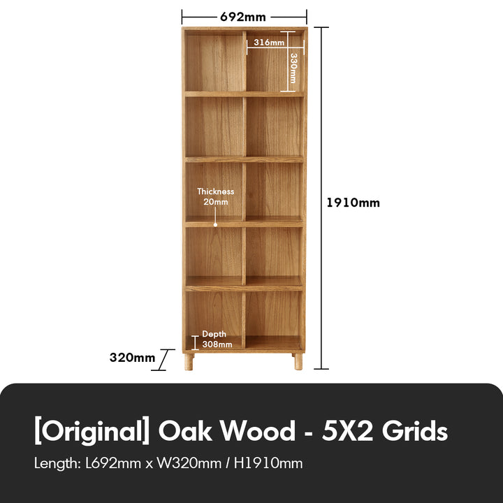 Scandinavian Oak Wood Bookshelf GERIN