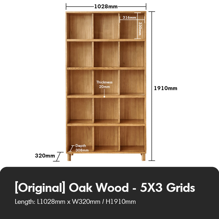 Scandinavian Oak Wood Bookshelf GERIN